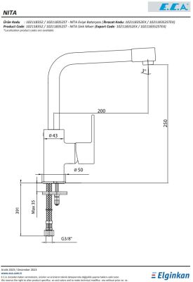 Eca Nita Krom Renk Kireç Kırıcılı Su Tasarruflu Eviye Bataryası