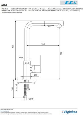 Eca Nita Krom Renk Spiralli L El Duşlu Tasarruflu Eviye Bataryası