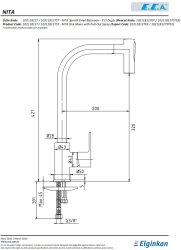 Eca Nita Krom Renk Spiralli T El Duşlu Tasarruflu Eviye Bataryası - Thumbnail