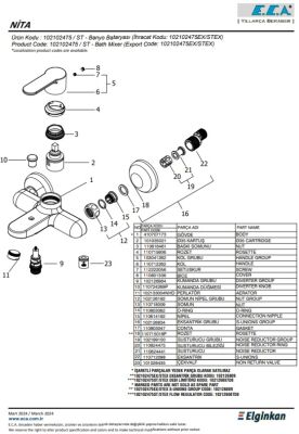Eca Nita Krom Renkli Kireç Kırıcılı 102102475 Banyo Bataryası