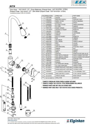 Eca Nita Krom Spiralli El Duşlu 6,2 Lt Tasarruflu Eviye Bataryası