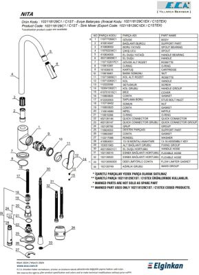 Eca Nita Mat Siyah Spiralli Düz El Duş Tasarruflu Eviye Bataryası