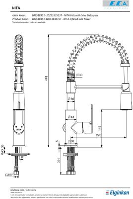 Eca Nita Pas. Çelik Gör. Fot Spiral Yaylı Eviye Batarya 102518351