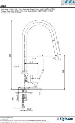 Eca Nita Paslanmaz Çelik Görünümlü Spiralli ELDUŞ Eviye Bataryası