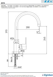Eca Nita Paslanmaz Çelik Görünümlü Su Tasarruflu Eviye Bataryası - Thumbnail