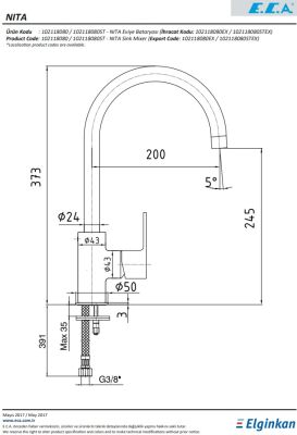 Eca Nita Paslanmaz Çelik Görünümlü Su Tasarruflu Eviye Bataryası