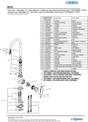 Eca Nita Paslanmaz Çelik Görünümlü Su Tasarruflu Eviye Bataryası