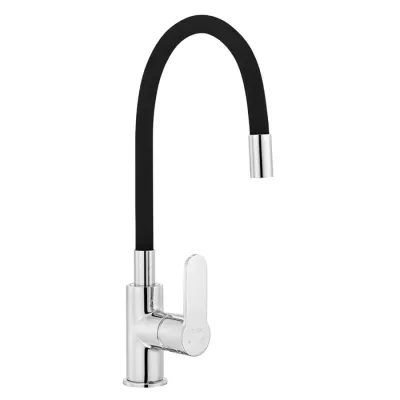 Eca Nita Siyah Renk Esnek Çıkış Uçlu Tasarruflu Eviye Bataryası