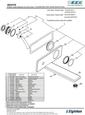 Eca Novita Krom A. Lavabo Batarya Sıva Üst Tek Rozet 102167614H-K