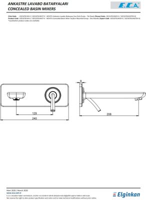 Eca Novita Krom A. Lavabo Batarya Sıva Üst Tek Rozet 102167614H-K