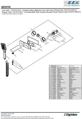 Eca Novita Krom Ankastre Banyo Bat. 3 Yolu Sıva Üstü 102167314H-K