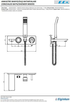 Eca Novita Krom Ankastre Banyo Bat. 3 Yolu Sıva Üstü 102167314H-K