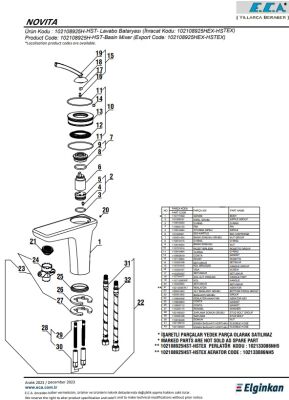 Eca Novita Krom Kireç Kırıcı Hygiene Plus Sabit Lavabo Bataryası