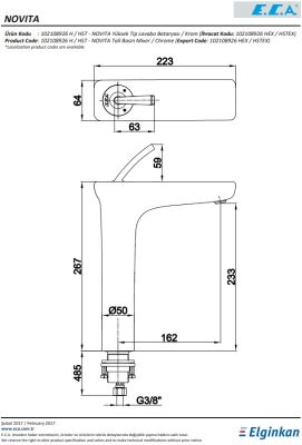 Eca Novita Yüksek Tip Kireç Kırıcı Hygiene Plus Lavabo Bataryası