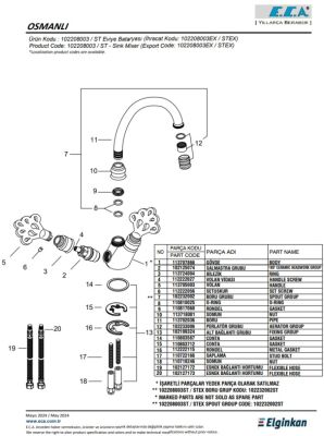Eca Osmanlı (Ottoman) Antik Lak Kaplamalı Klasik Eviye Bataryası