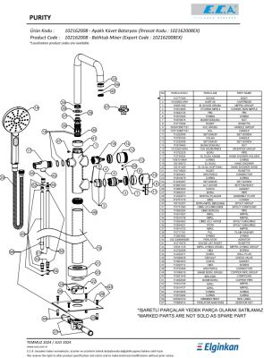 Eca Purity Krom Renkli El Duşlu Ayaklı Küvet Bataryası 102162008