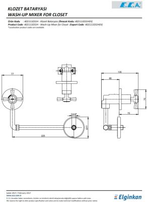Eca Quadrille Krom Renkli Klozet Bataryası 402111031H Çift Su Gir