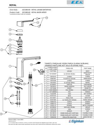 Eca Royal Ecotechnology Krom Kireç Kırıcı Sabit Lavabo Bataryası