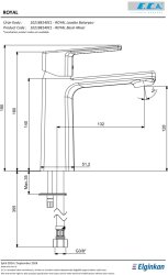 Eca Royal Ecotechnology Mat Siyah Kireç K. Sabit Lavabo Bataryası - Thumbnail