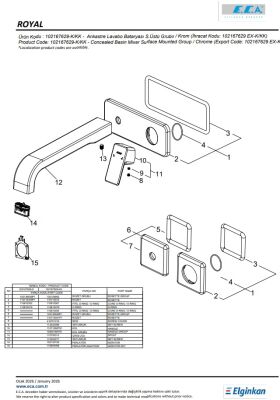 Eca Royal Krom Ank. Lav. B. Sıva Üst Tek Rozet L Boru 102167629-K