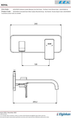Eca Royal Krom Ank. Lav. B. Sıva Üst Tek Rozet L Boru 102167629-K
