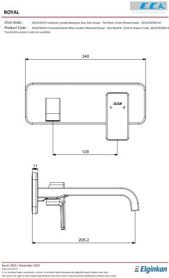 Eca Royal Krom Ank Lav B. Sıva Üst Tek Rozet L Boru 102167629C1-K