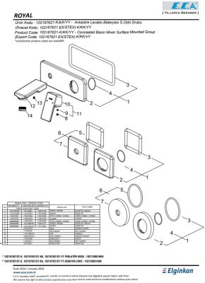 Eca Royal Krom Ank. Lavabo Batarya Sıva Üst Tek Rozet 102167621-K - 3