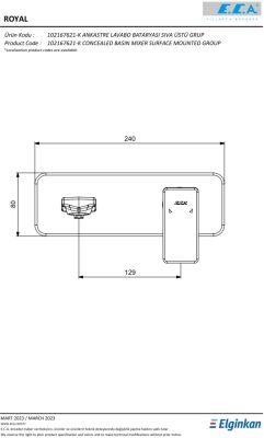Eca Royal Krom Ank. Lavabo Batarya Sıva Üst Tek Rozet 102167621-K - 2