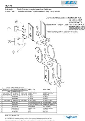 Eca Royal Krom Ankastre Banyo/Duş 2 Yollu Sıva Üstü 102167251-KDE