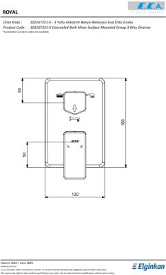 Eca Royal Krom Ankastre Banyo/Duş 3 Yollu Sıva Üstü 102167351-K