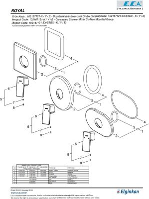 Eca Royal Krom Ankastre Duş Bataryası Sıva Üstü Grubu 102167121-K - 3