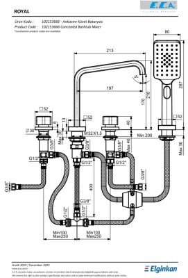 Eca Royal Krom Ankastre Küvet Batarya 102153666 Tiera Plus El Duş