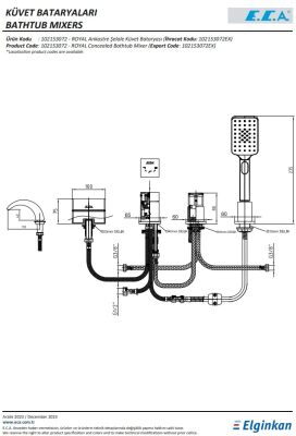 Eca Royal Krom Ankastre Küvet Bataryası 102153072 Şelale Akışlı