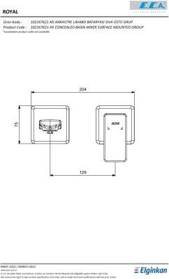 Eca Royal Krom Ankastre Lavabo B Sıva Üst Çift Rozet 102167621-KK