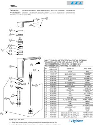 Eca Royal Krom Kireç Kırıcı Su Tasarruflu Sabit Lavabo Bataryası