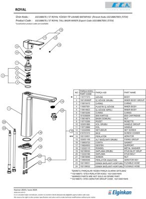 Eca Royal Krom Kireç Kırıcılı Sabit Yüksek Tip Lavabo Bataryası