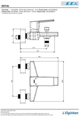 Eca Royal Krom Renk Kireç Kırıcılı Gizli Perlatör Banyo Bataryası
