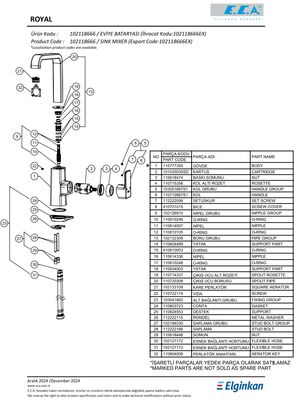 Eca Royal Krom Renkli Kireç Kırıcılı Tasarruflu Eviye Bataryası