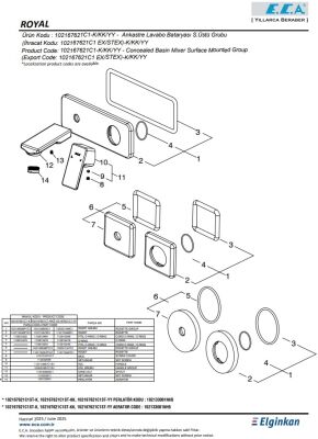 Eca Royal Mat Siyah A. Lavabo B. Sıva Üst Tek Rozet 102167621C1-K