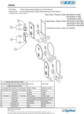 Eca Royal Mat Siyah Ank Banyo/Duş 2 Yolu Sıva Üst 102167251C1-KDE