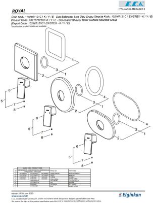 Eca Royal Mat Siyah Ank. Duş Batarya Sıva Üstü Grup 102167121C1-K