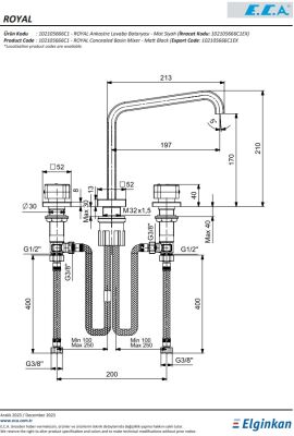 Eca Royal Mat Siyah Ank. Lav. Tez. Ü. Üç Rozet L Boru 102105666C1