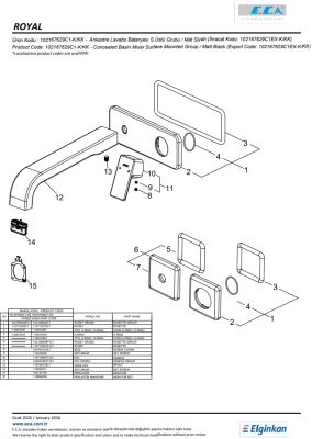 Eca Royal Mat Siyah Ank Sıva Üst Çift Rozet L Boru 102167629C1-KK
