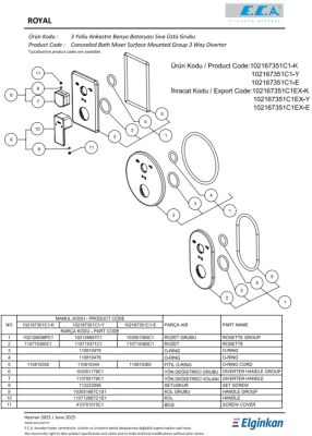 Eca Royal Mat Siyah Ankastre Banyo/Duş 3 Yolu S. Ü. 102167351C1-K