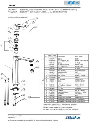 Eca Royal Mat Siyah Kireç Kırıc Sabit Yüksek Tip Lavabo Bataryası