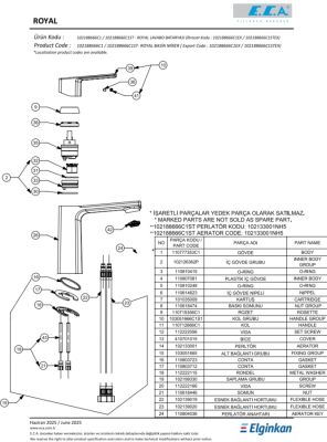 Eca Royal Mat Siyah Kireç Kırıcı Tasaruflu Sabit Lavabo Bataryası