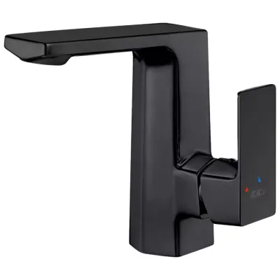 Eca Royal Mat Siyah Kireç Kırıc Sabit Yandan Kol Lavabo Bataryası - 1