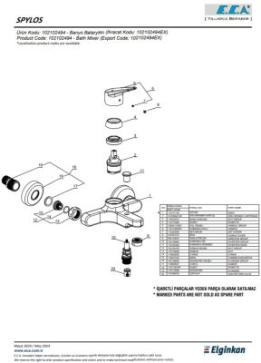 Eca Spylos Krom Kireç Kırıcı 102102494 Ürün Kodlu Banyo Bataryası