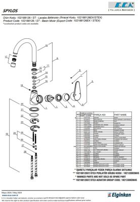 Eca Spylos Krom Kireç Kırıcılı Tasarruflu Kuğu Lavabo Bataryası