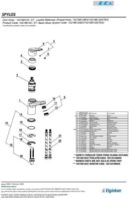 Eca Spylos Krom Kireç Kırıcılı Tasarruflu Sabit Lavabo Bataryası